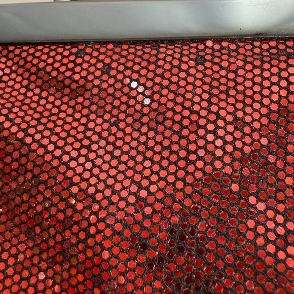 Express Ruby Red Beaded Snap Close Evening Bag with Chain Strap - Picture 7 of 8